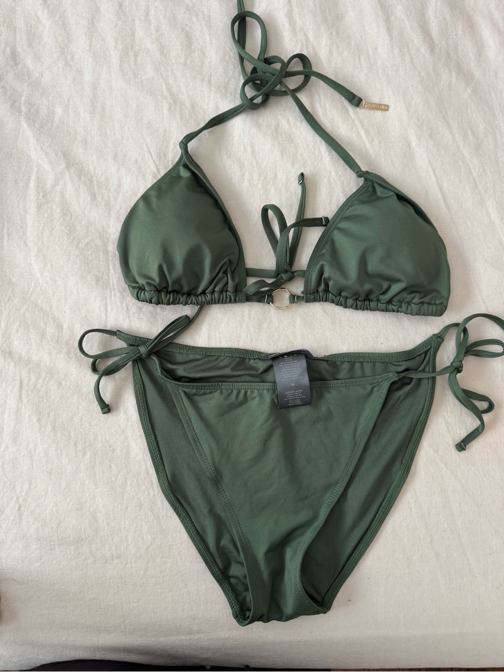 Vince Camuto Olive Green Triangle Tie-Side Bikini